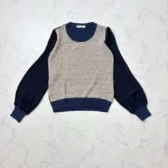 AS KNOW AS PINKY/ニットドッキングブラウス/ネイビー/大人可愛い