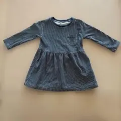 無印良品　デニム風ストライプ 長袖 ワンピース✳︎90