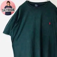 ラルフローレン Tシャツ 美品 90s ポニー刺繍 ワンポイント L グリーン