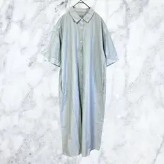 13173 無印良品 綿100% ストライプ シャツワンピース ロング丈 M