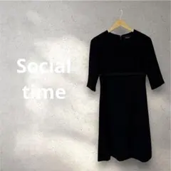 【Social time】ブラックフォーマル ワンピース 礼服 冠婚葬祭 9AR