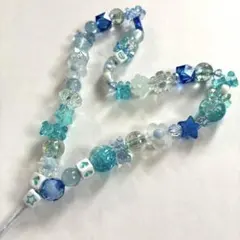 キラキラ　ストラップ　ハンディ　ロングストラップ　ブルー系