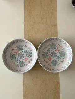 花柄陶器皿 2枚セット