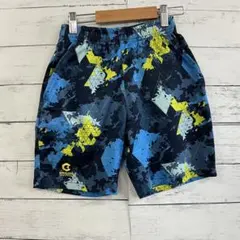 キッズ ハーフパンツ 140 ブルー 総柄 スポーツ夏 ゴムウエスト