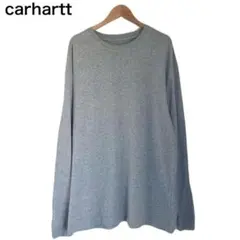 カーハート　アームプリント　Tシャツ　ロンT　グレー　長袖　デカロゴ　アメカジ