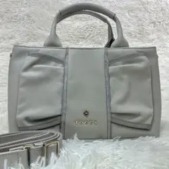 美品✨TOCCA 2wayトートバッグ グレー ショルダー可 リボン フェミニン
