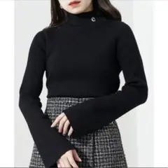 【Chico】 首刺繍ハイネックリブトップス ブラック 新品未使用