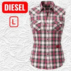 DIESEL ディーゼル ノースリーブ ウエスタン シャツ チェック 柄 Lのサムネイル
