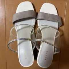 RANDA スエードクリアミュール 約6cmヒール　S（22cm〜22.5cm）