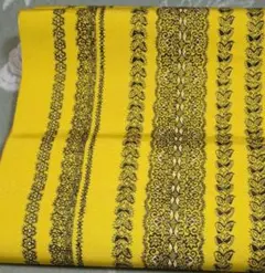 鮮やかイエロー 単衣帯　 和装 華やか チョウ 花柄 リバーシブル ★シミあり