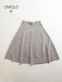 ユニクロ　スフレヤーンフレアスカート ウール混　ベージュ ミモレ丈　即日発送