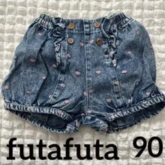 futafuta ハート柄デニムショートパンツ 90cm