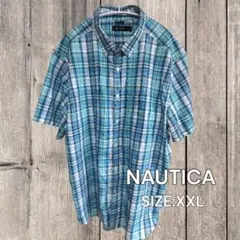 【美品】涼しげなゆるだぼデザイン NAUTICA 半袖チェックシャツ XXLのサムネイル