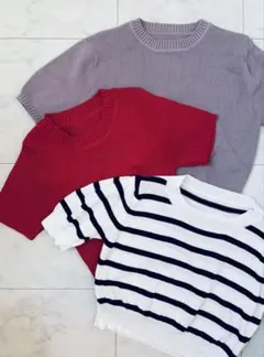 新品⭐︎ GRL グレイル ショート丈 半袖ニット3点セッM