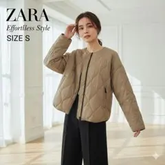 m*a様 ✨️美品 ザラ ZARA キルティングジャケット S ベージュ ノーカ