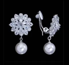 パールイヤリング フラワービジュー ブライダル 結婚式 大人上品 痛くなりにくい