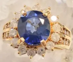 天然ブルーサファイア 3.06ctK18リング