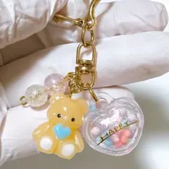レジン★バルーンとクマちゃんが可愛いキーホルダー 癒されチャーム ハンドメイド