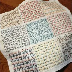 刺し子ふきん✿9分割寄せ模様