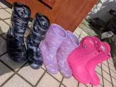 キッズ長靴☆3足セット crocs19cm ユニコーン20cm 迷彩21cm