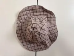 ベージュ チェック柄 コットンハット/ サイズ46