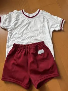 体操服セット 白/赤 Tシャツとショートパンツ