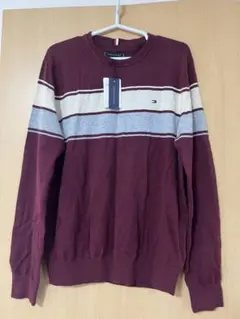 TOMMY HILFIGER バーガンディ ストライプ ニット M