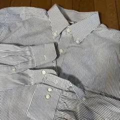 UNIQLOストライプシャツXL白✖️グレーのサムネイル