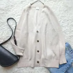 Spick&Span　片畦Vネックカーディガン　ゆったり　手洗い可　F　ベージュ