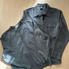 レナウン毛100%グレー カーディガンとI no Hoシャツセット M