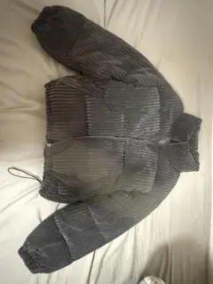 グレー コーデュロイ ダウンジャケット