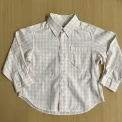 COMME CA ISM ピンク系チェック 長袖シャツ 100サイズ