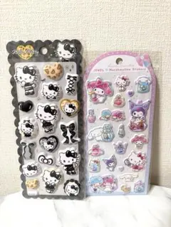 もちもちマシュマロシール　ハローキティ　ギャルキティ　黒　ヒョウ柄　ピンク