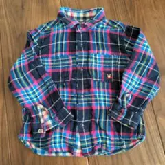 ミキハウスダブルB　ネルシャツリバーシブル マルチ チェック柄 長袖シャツ 90