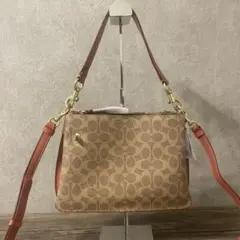 COACH ダブル ジップ ショルダー バッグ　シグネチャー キャンバス