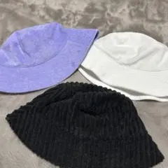 バケットハット 3点セット 紫・白・黒