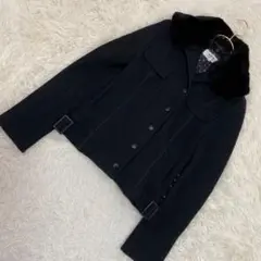 SONIA BY SONIA RYKIEL ファー付きコート ブラック 40のサムネイル