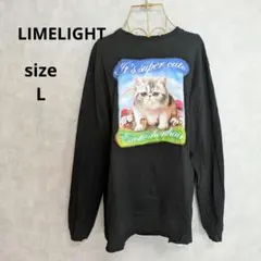 LIMELIGHT 来夢来人 ねこプリント ロングTシャツ カットソー L