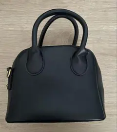 ミニサイズ 黒 合成皮革 ハンドバッグ