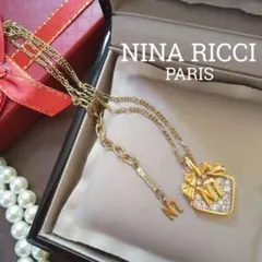 NINA RICCI ニナリッチ NR ゴールドネックレス リボン ヴィンテージ