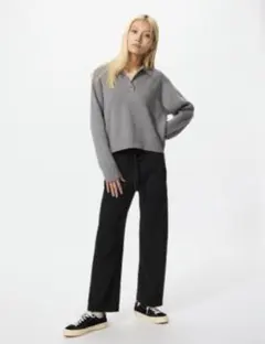 UNIQLO ウォッシャブルニットリブパンツ　Ｍ　黒