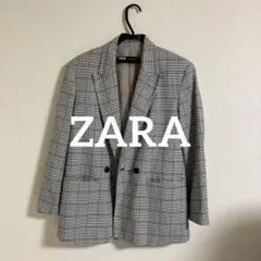 ZARA チェック柄 ダブルブレスト ジャケット - メルカリ