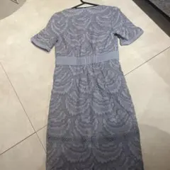 美品★ブルーグレー レース パーティードレス 半袖