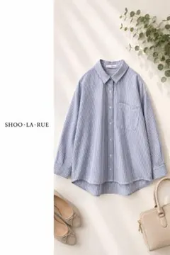 SHOO・LA・RUE ストライプシャツ M ブルー長袖　シューラルーのサムネイル
