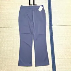 SLOW&STYLE ２重編タックリバーゆとりストレート　ストレッチパンツ　LL