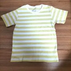 無印良品　キッズボーダーＴシャツ140 イエローホワイト