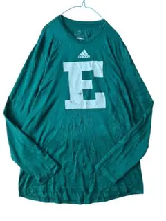 【adidas】 Eロゴ 長袖 グリーン　XLサイズ 古着　海外