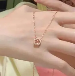 ローズゴールドカラー ピンクストーン フラワー ネックレス