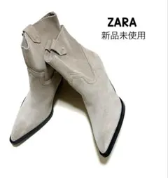 ザラ　ウエスタンブーツ　ザラ　カウボーイブーツ　本革ブーツ　ザラ　ショートブーツ