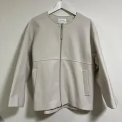 GLOBAL WORK ノーカラー ジャケット グレージュ